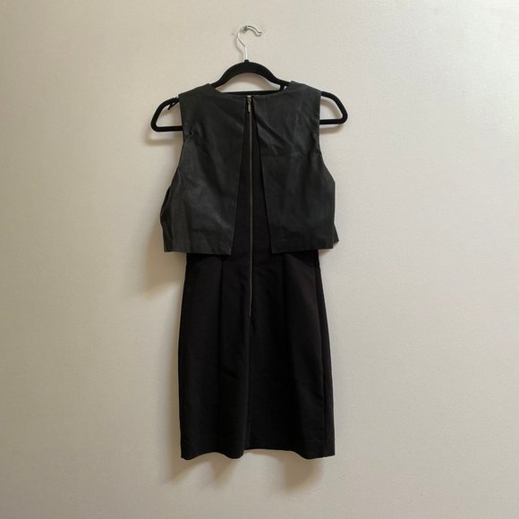 Zara Leather Combination Dress Black S - Picture 3 of 3